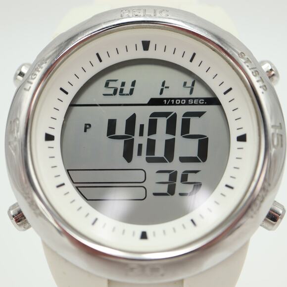 Relic by Fossil White Digital Watch 42mm Alarm Chrono Silicone w New Battery - Picture 5 of 16